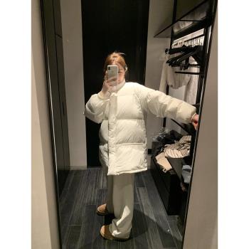 加厚保暖寬松立領白色休閑羽絨服