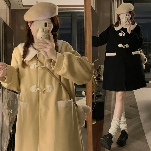 牛角扣夾棉加厚大翻領保暖jk制服