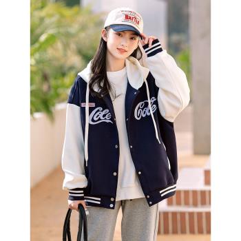 少女初中生春秋季加絨上衣棒球服