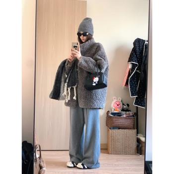 慵懶感中長款立領毛絨環保皮草