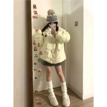 超好看牛角扣小個子羽絨棉衣棉服女冬季2024新款奶呼呼夾棉襖外套