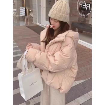 高中生羽絨服女短款連帽小個子2024冬季韓版加厚少女學生棉服棉襖