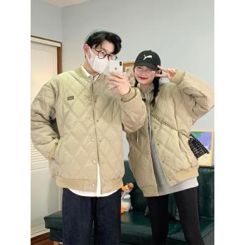 夾棉外套復古羽絨棒球服情侶裝