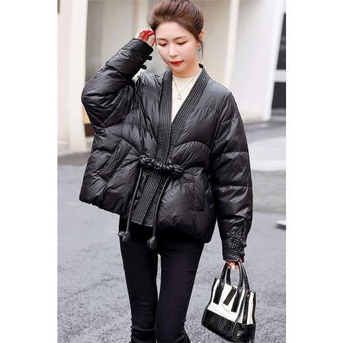 大牌高端短款羽絨服女輕薄黑色2025年新款小個子嘉興平湖復古外套