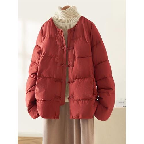 IHIMI海謐新年紅色國風棉衣女2025秋季新款棉襖中式棉服短款外套