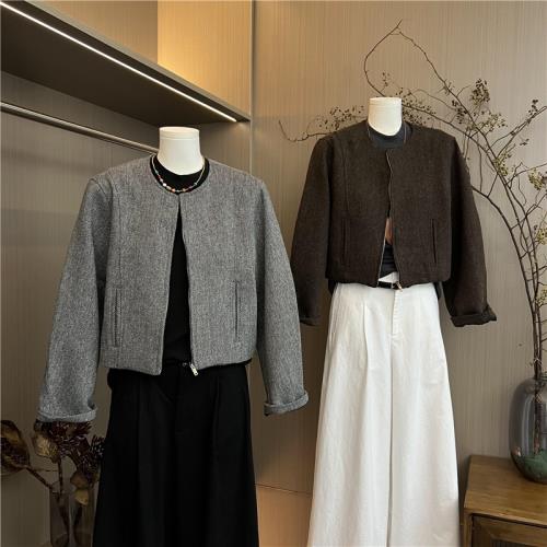 灰色小香風外套女2025秋季新款復古減齡韓系小個子超好看別致上衣