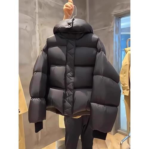 90白鵝絨超厚寬松小個子連帽面包短款美拉德云朵泡芙羽絨服女冬季