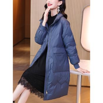 奢華設計感寬松加厚中長款羽絨服