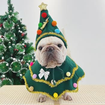 法鬥衣服寵物聖誕圍脖帽子節日圍巾鬥牛巴哥雪納瑞柴犬披風口水巾