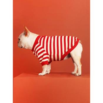 可愛狗狗聖誕衣服冬季加絨過年拜年服小型犬法鬥巴哥寵物新年衣服