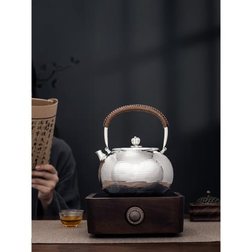 銀器時代純手工銀壺茶具一張純銀999燒水壺家用精致送禮茶壺防燙|茶壺