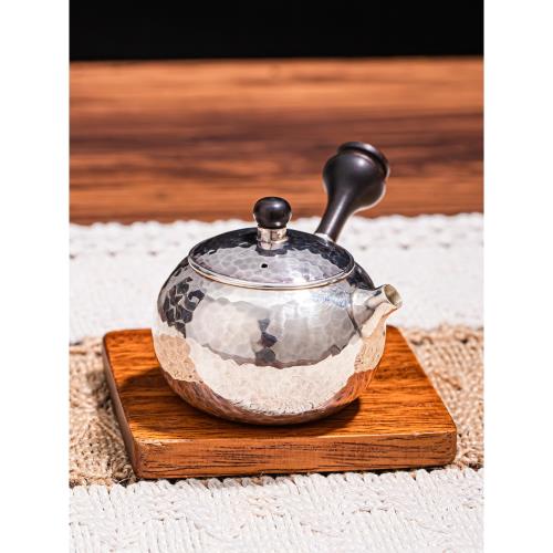 銀茶壺純銀999泡茶小銀壺手打側把急須家用日式功夫銀茶具|茶壺|ETMall