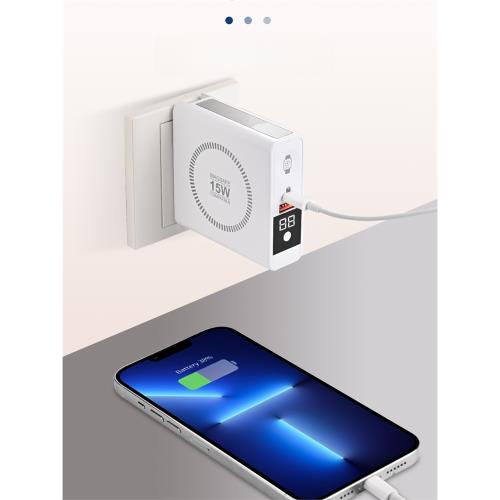 磁吸無線充電寶10000max帶線二合一插頭手表快充適用iWatch蘋果15