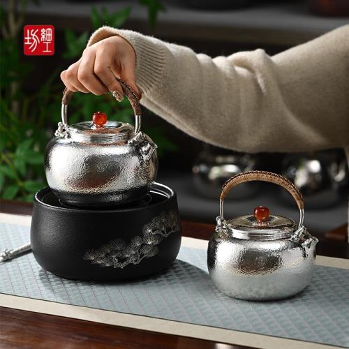 純銀 茶入 茶壺 茶道具 茶道具 なつめ 老松茶器 溜塗 純銀金具付 岩倉