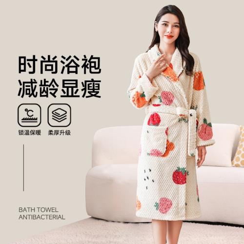 浴袍女成人比純棉吸水速干加厚長袖可穿式浴巾睡袍2024新款全棉冬