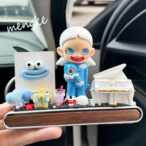 (免運)泡泡瑪特車載擺件汽車飾品車內裝飾2024停車牌中控臺女士高級禮物