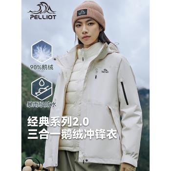 (免運)【經典2.0 | 羽絨版】伯希和戶外沖鋒衣女三合一鵝絨內膽登山服男