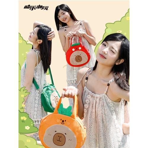(免運)酷樂潮玩豚豚崽手拎斜挎包女2024新款可愛大容量單肩帆布包痛包