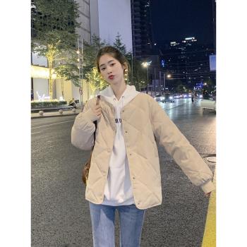 (免運)短款保暖內膽無領外套輕薄羽絨服