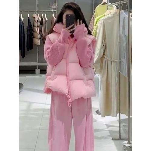 (免運)溫柔風奶fufu粉色羽絨棉服馬甲秋冬季女裝高級感小香風夾克上衣潮