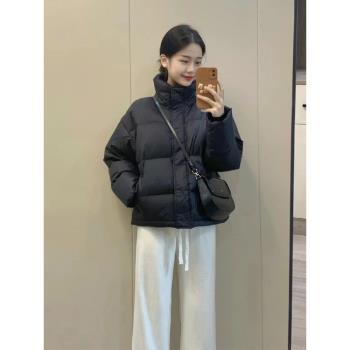 (免運)黑色短款加厚立領時尚外套羽絨服