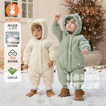 (免運)冬季寶寶連帽防風抗寒加厚羽絨服