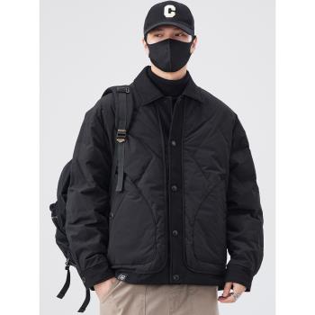 (免運)男士翻領羽絨服秋冬季2024年新款輕薄款休閑工裝夾克外套保暖潮流