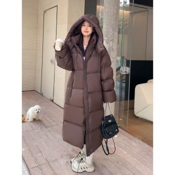 (免運)超長款韓版寬松過膝加厚羽絨棉服