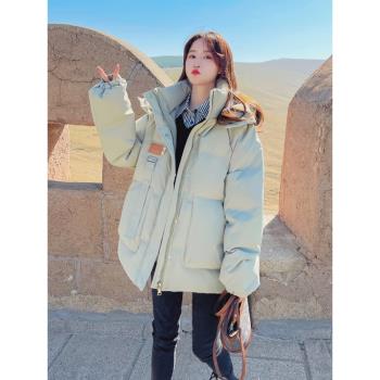 (免運)灰綠色女冬季外套oversize羽絨