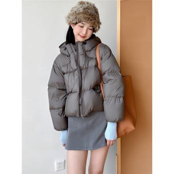 (免運)蓬鬆加厚短款肯豆外套連帽羽絨服
