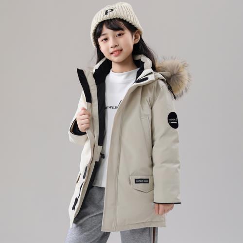 (免運)楓葉鵝兒童羽絨服2025冬季新款小童中大童男女寶寶加厚洋氣派克服