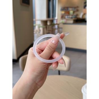 (免運)冰透天然白月光瑪瑙手鐲玉髓手鐲荔枝凍美人條真玉叮當鐲子送禮物