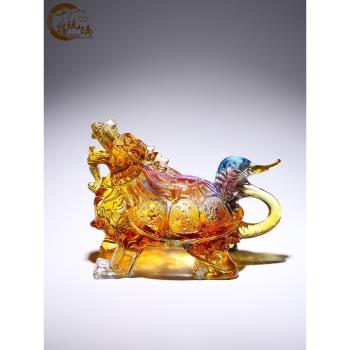 (免運)千禧琉璃藝術品龍龜擺件招財鎮宅家用客廳魚缸造景裝飾辦公室擺放