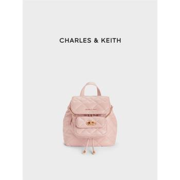 (免運)CHARLES&KEITH24春夏新款CK2-60151400菱格大容量柔軟多用雙肩包