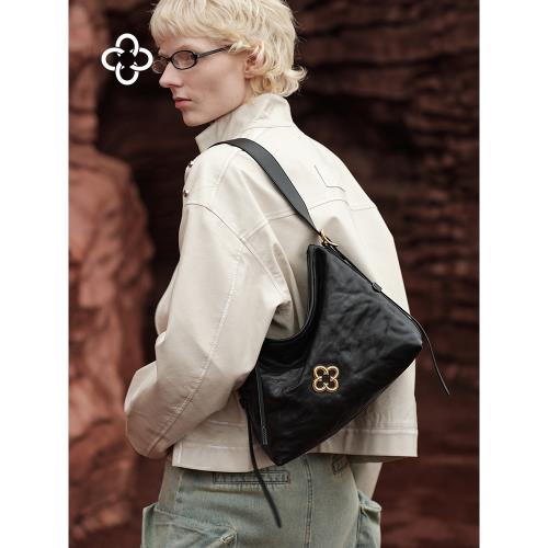 CASSILE卡思樂托特包2025新款褶皺植鞣牛皮單肩hobo腋下包