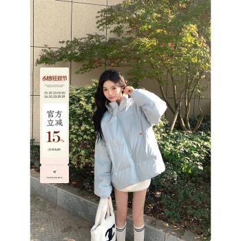(免運)ZRZV白鴨絨立領寬松羽絨服女2025新款麵包服冬季加厚保暖外套
