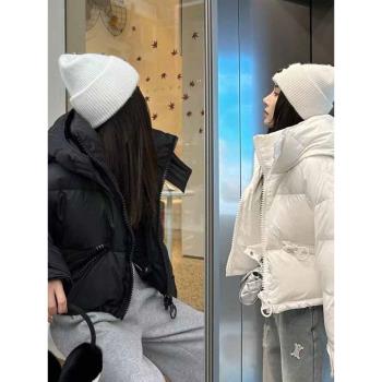 (免運)小個子連帽白色羽絨棉服外套女冬季款修身顯瘦棉衣加厚保暖麵包服