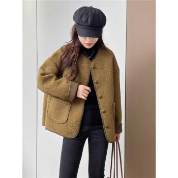 (免運)小香風棉衣外套女裝春季餘暉風穿搭加厚保暖皮毛一體短款夾克上衣