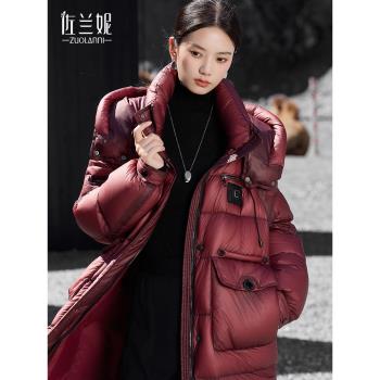 (免運)戶外防寒40°紅色高階鵝絨服羽絨服女中長款加厚保暖2024冬季新款