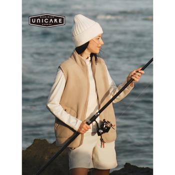 (免運)UNICARE秋冬禦寒抓絨馬甲潮 高階保暖背心 搖粒絨雙面穿外套2024