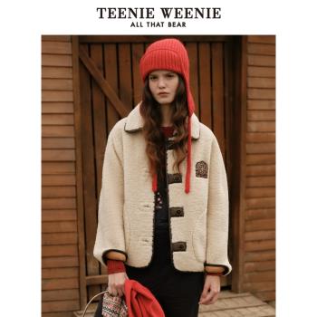 (免運)TeenieWeenie小熊冬季仿羊羔絨仿麂皮寬松外套保暖柔軟