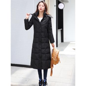 (免運)長款羽絨服女過膝2025冬裝新款超長大碼外套時尚修身保暖加長大衣