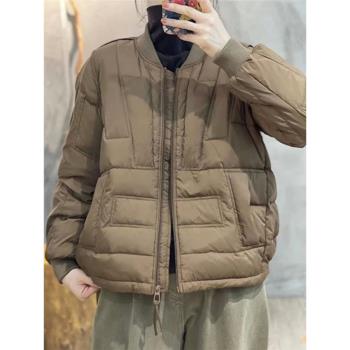 (免運)2024年冬季新款90白鴨絨羽絨服女寬松大碼棒球服保暖加厚外套