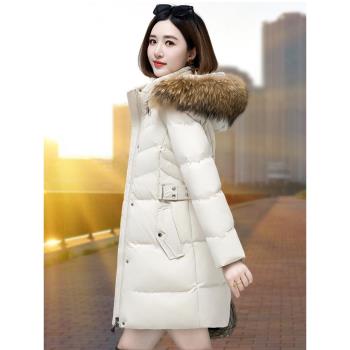 (免運)中長款棉衣女小個子2024冬季新款白羽絨棉服修身棉襖加厚保暖外套