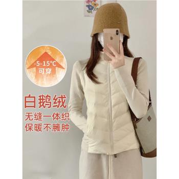(免運)輕薄羽絨服女秋冬季2025新款白鵝絨保暖內膽短款修身顯瘦拼接上衣