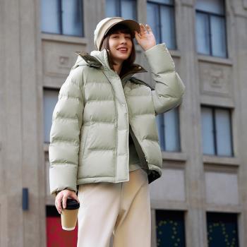 (免運)坦博爾2024冬季新款羽絨服女短款撞色保暖加厚時尚休閑百搭外套潮