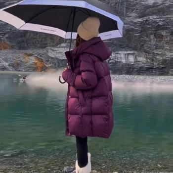 (免運)歐貨泡芙服女2024冬季新款連帽中長款時尚加厚棉服保暖寬松外套潮