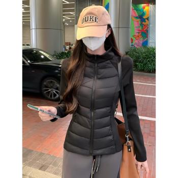(免運)黑色輕薄羽絨服外套女秋冬季2025新款修身保暖內膽小個子短款上衣