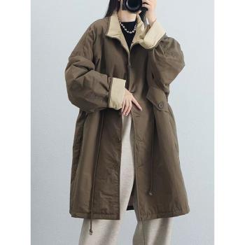 (免運)文藝範寬松設計感棉衣女冬季2024新款長款加厚保暖棉服外套潮流