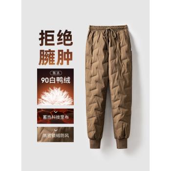 (免運)SAYI顯瘦小腳羽絨褲女外穿冬季2024新款時尚修身加厚保暖東北棉褲